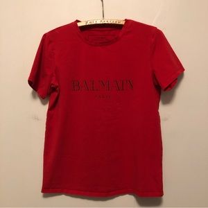 BALMAIN PARIS T-shirt Red Size Small? Wool And Silk!